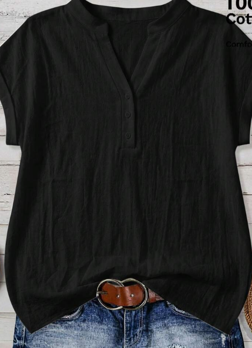 EMERY ROSE Casual Minimalist Black Shirt For Women, Suitable For Summer